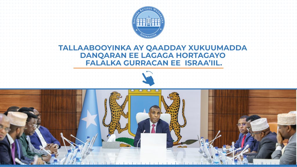 SomaliPM's tweet image. Xukuumadda DanQaran, oo ka duulaysa mas’uuliyadda dastuuriga ah ee saaran, waxa ay mudnaan gaar ah siisay adkaynta midnimada Jamhuuriyadda Federaalka Soomaaliya, iyada oo qaadday tallaabooyin siyaasadeed, sharci iyo diblomaasiyadeed oo lagu ilaalinayo wadajirka dhuleed iyo…