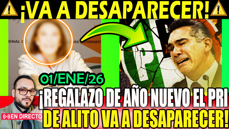 ESPOLITIC's tweet photo. ¡ V A A D E S A P A R E C E R ! REGALAZO DE AÑO NUEVO EL PRI de Alito va a DESAPARECER !
https://t.co/axGzT6h9Im
#ALITO #AlejandroMoreno #SabinaBerman #FelizAño #PRI #PRIISTA #NOTICA #UltimaHora #CLAUDIA #AMLO https://t.co/eAIGsY9HK2