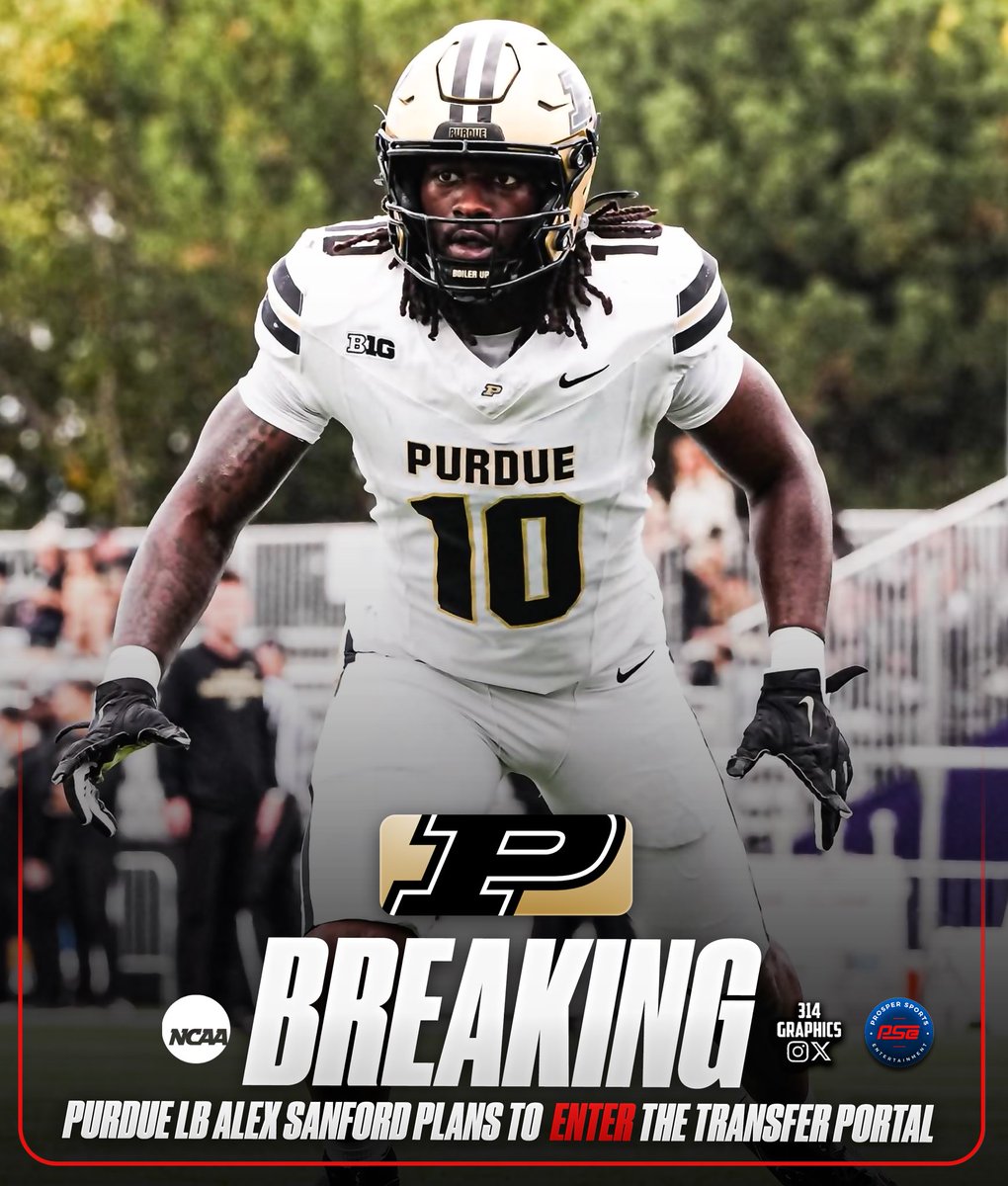 BREAKING: Purdue LB Alex Sanford Jr. plans to enter the NCAA Transfer Portal, per his agency ( @prospersportsagency )
•
This season, the 6’1”, 232-lb junior totaled 46 tackles, and started all 12 games for the Boilermakers.
•
What’s next for the Oxford, Miss. native??
