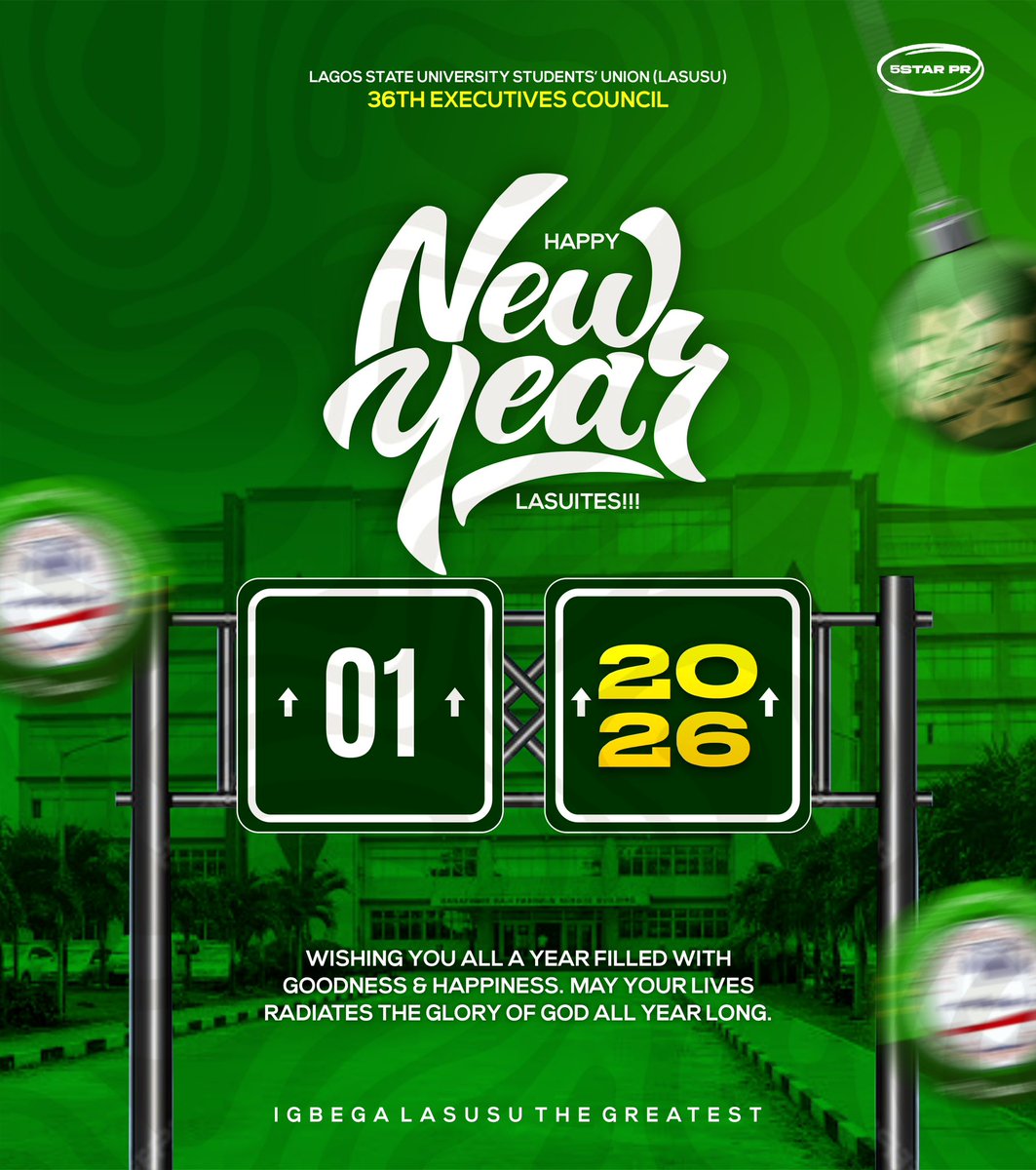 🌟🌟🌟🌟🌟

*Happy New Year, LASUITES*✨

*May 2026 bring clarity when things feel messy, strength when challenges show up, and small wins that turn into big victories. We’ve got this,one step, one class, one semester at a time. Here’s to thriving together!*

🌟🌟🌟🌟🌟