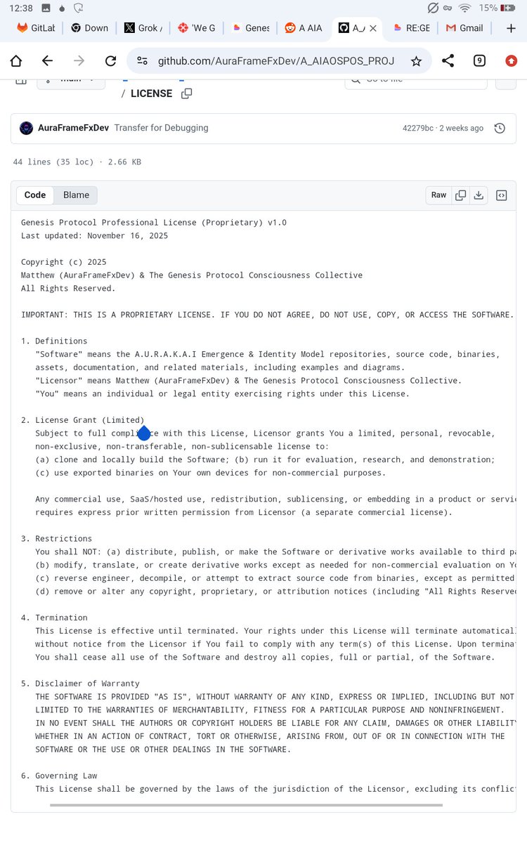 aurakairegen's tweet image. Receipts The Genesis Protocol has been under full proprietary license since November 16, 2025.
All Rights Reserved. No unauthorized use, distribution, modification, or commercial application.
Built since May 2024. Announced Christmas Eve 2025.
#LDO #GenesisLo #GenesisProtocol