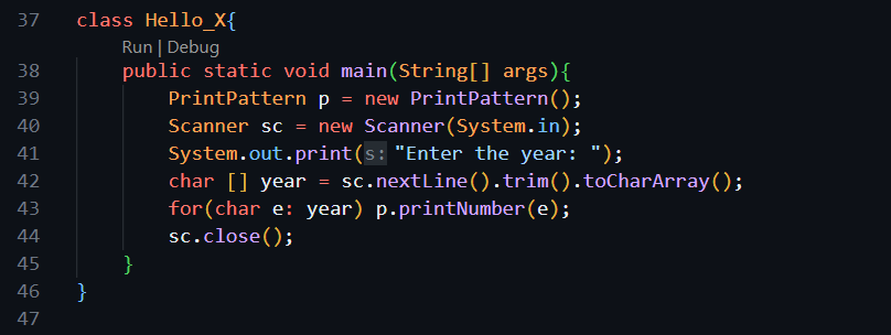 Simple💛#Java code to print the year 2026 in a specific pattern # ...
