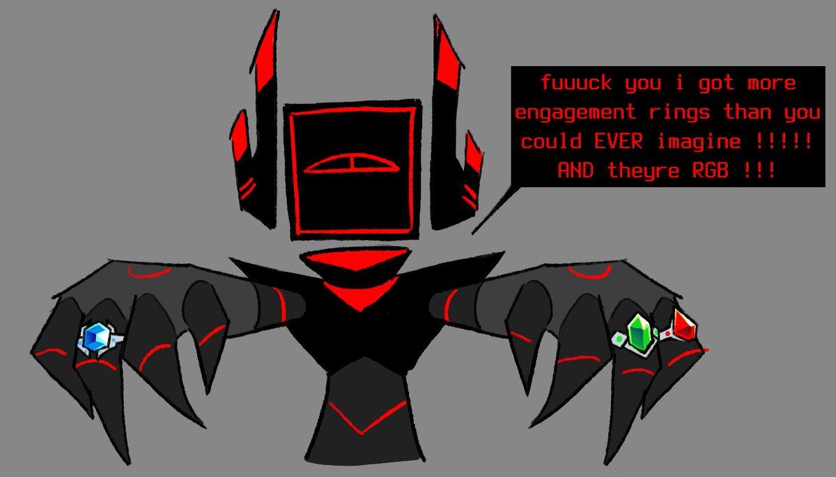 happy new year my first drawing is me mogging you with engagement rings have a good one