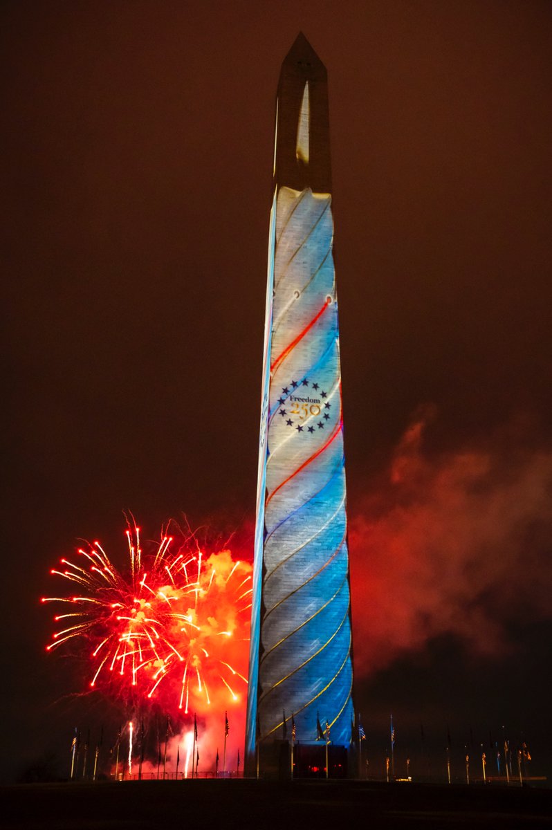 Last night was a once-in-a-generation moment—the opening chapter of our Nation’s 250th. I’m incredibly proud of the Freedom 250 <a href="/250Freedom_/">Freedom 250</a> team for delivering on President <a href="/realDonaldTrump/">Donald J. Trump</a>’s vision with a world-class transformation of the Washington Monument into a living story
