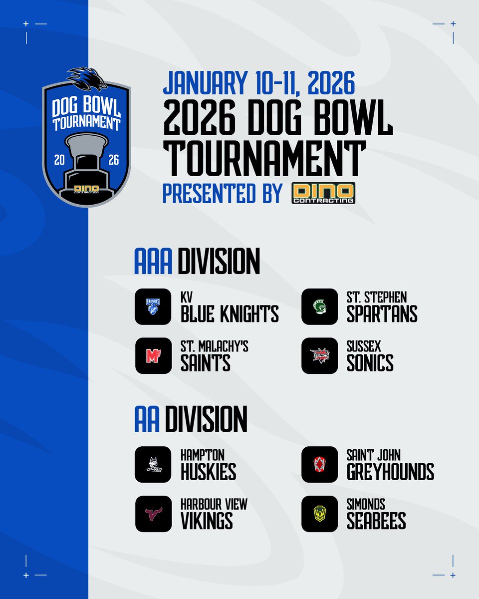 We're just over ONE WEEK away from the 2026 #DogBowl Tournament presented by Dino Contracting at TD Station!

Admission to the Dog Bowl Tournament is FREE with the purchase of a ticket to the #SJSeaDogs game on January 11.

🎟️ » sjseadogs.link/tickets-dogbowl

#GoDogsGo