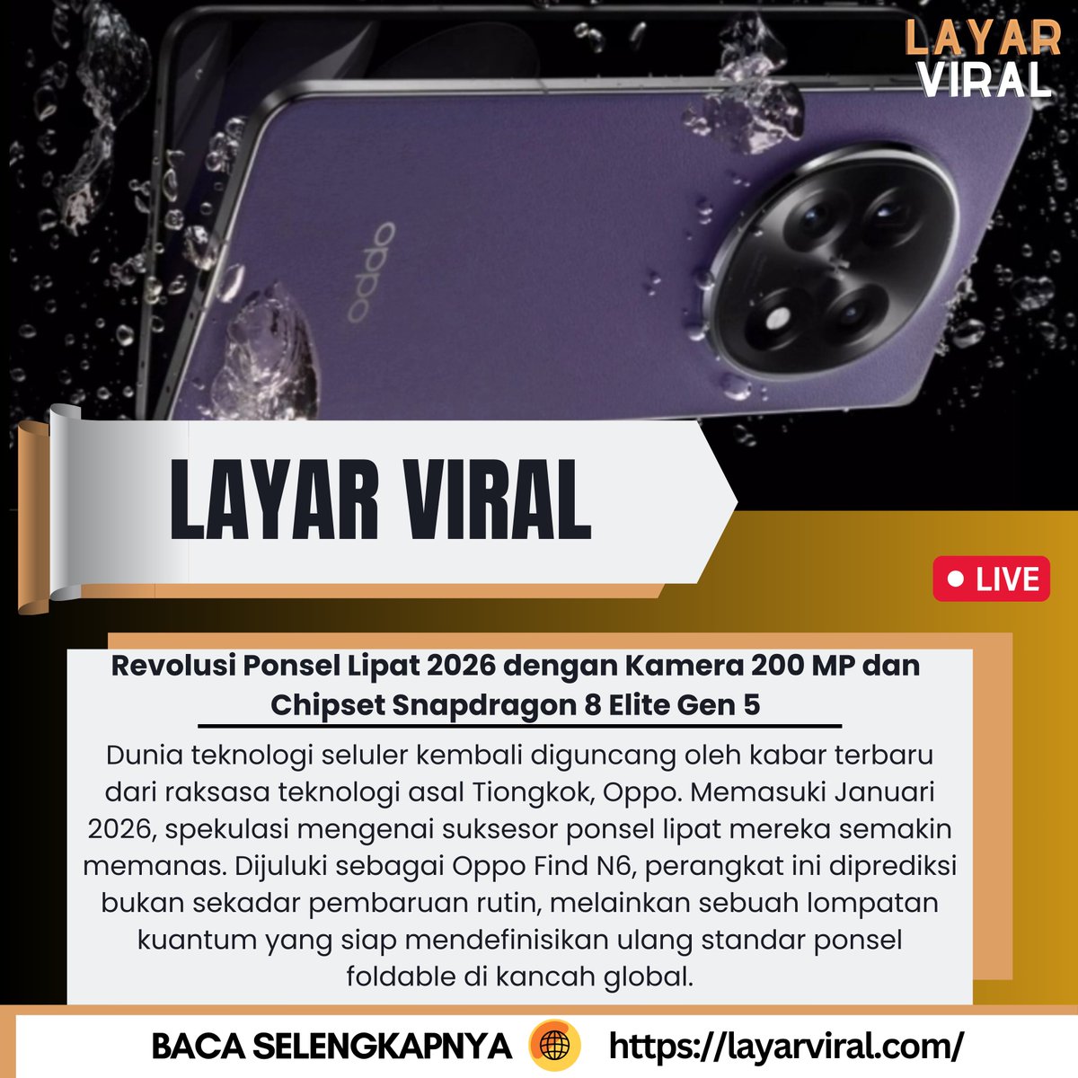 layarvirall's tweet photo. Revolusi Ponsel Lipat 2026 dengan Kamera 200 MP dan Chipset Snapdragon 8 Elite Gen 5 

Join Telegram : https://t.co/19gBs6iwtn https://t.co/tEQG4ErNeg