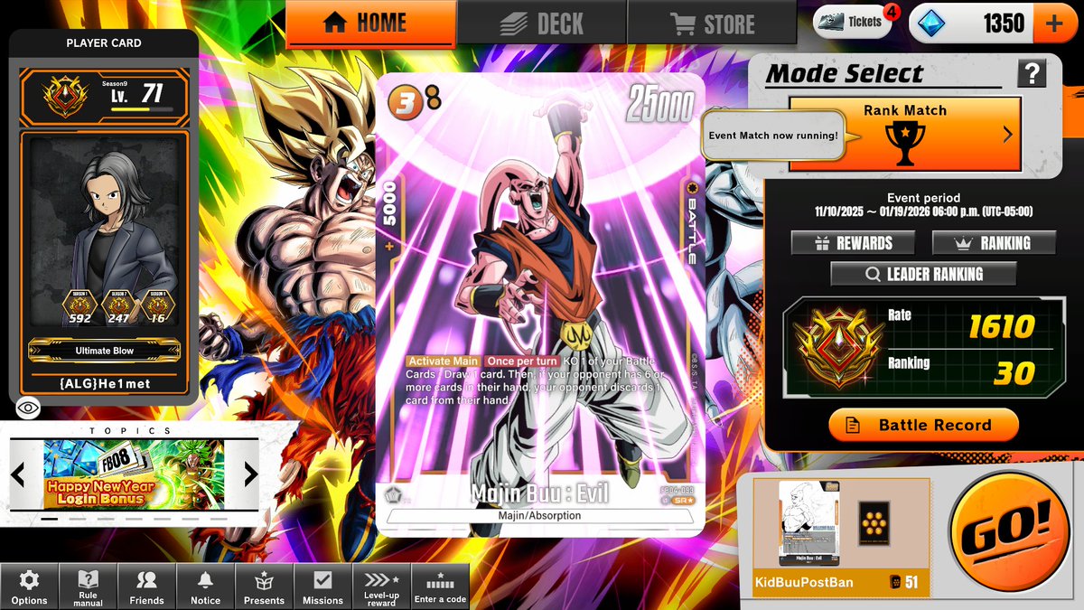 We made top 30 on the client with solely kid buu lol. Deck still feels playeable