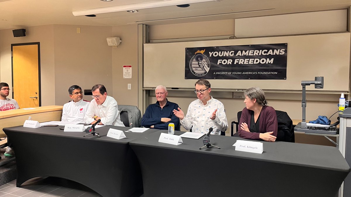 WisconsinYAF's tweet image. 2025 was a huge year for Young Americans for Freedom at UW-Madison! 

Our favorite events included speeches from @ScottWalker and Rebecca Kleefish, a panel to discuss intellectual diversity on campus, and a @uwfederalist conversation with National Review's Dan McLaughlin.