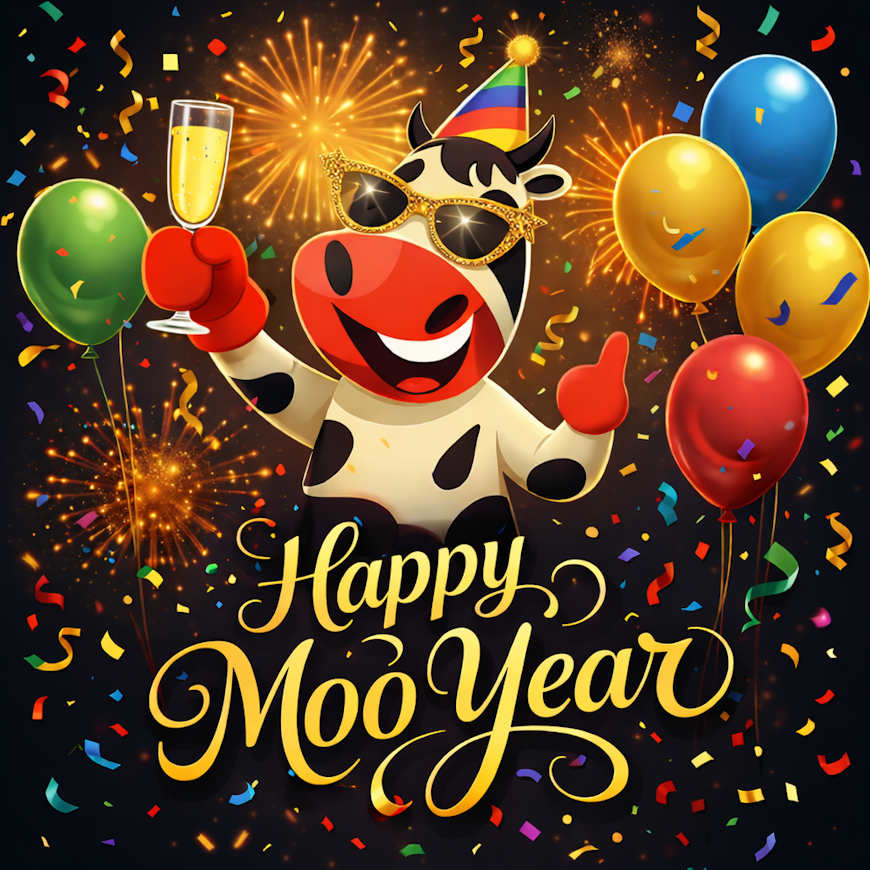 UnEasyCow's tweet photo. Happy Moo Year!

Hope everyone had a great one!

Looking forward to more gaming in 2026! https://t.co/k6bqed71tF
