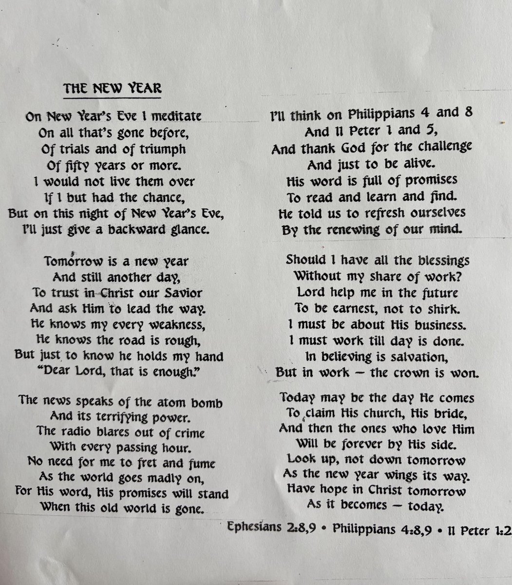 A special New Year's Day poem written years ago by my grandmother and spiritual hero, Effa Mittelberg: