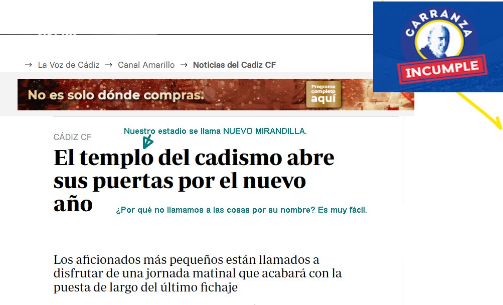 A esto le llaman algunos tener linea editorial. Nuestro estadio se llama NUEVO MIRANDILLA. Es muy fácil
<a href="/SubdelegCadiz/">Subdelegación Cádiz</a>
@cadiz_cf
<a href="/SE_MemoDemo/">Secretaría de Estado de Memoria Democrática</a>
<a href="/APCadiz/">APC</a>
<a href="/PeriodistasAND/">CPPA</a>
<a href="/Cadiz_CF/">Cádiz Club de Fútbol</a>
<a href="/iucadiz/">IU Cádiz🔻🇵🇸</a>
<a href="/psoecadiz/">PSOE de Cádiz</a>
<a href="/DefensorAndaluz/">Defensor P. Andaluz</a>
<a href="/brunog_cadiz/">Bruno García</a>
<a href="/diariocadiz/">Diario de Cádiz</a>
<a href="/EstherGilSumar/">Esther Gil de Reboleño</a>
<a href="/RadioCadiz/">Radio Cádiz</a>