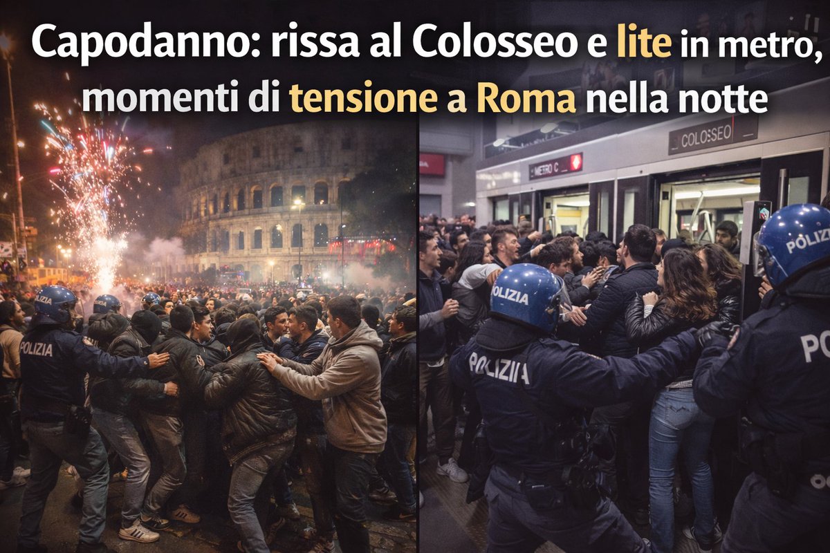 Capodanno: rissa al Colosseo e lite in metro, momenti di tensione a Roma nella notte
Fuochi d’artificio, spintoni e intervento della polizia: disordini tra gruppi di giovani nel cuore della Capitale.           #Capodanno #Roma #Colosseo #MetroC
#UltimOra #Cronaca #news #INFO