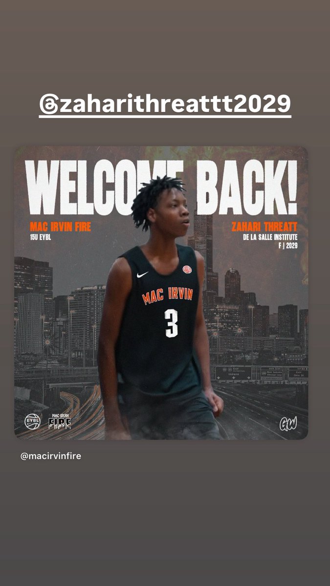 MacIrvinFire1's tweet photo. 💥Breaking News💥 Welcome Back to #MacIrvinFire One of the Best Freshman in the country! 6’7 Versitile and Athletic Zahari Threatt#MacIrvinFire 15u team is Super Loaded!! Chicago Tuff #Showtime #NikeEybl #BeSpecial #WeWorking https://t.co/HS0NaCd9SS