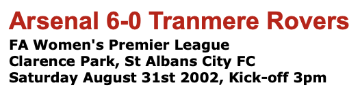 TheAWArchive's tweet photo. 31st August 2002
Premier League National Division
Arsenal 6-0 Tranmere Rovers
Angela Banks⚽️⚽️
Jayne Ludlow⚽️⚽️
Ciara Grant⚽️
Ellen Maggs⚽️
https://t.co/4SXaDU4iwg