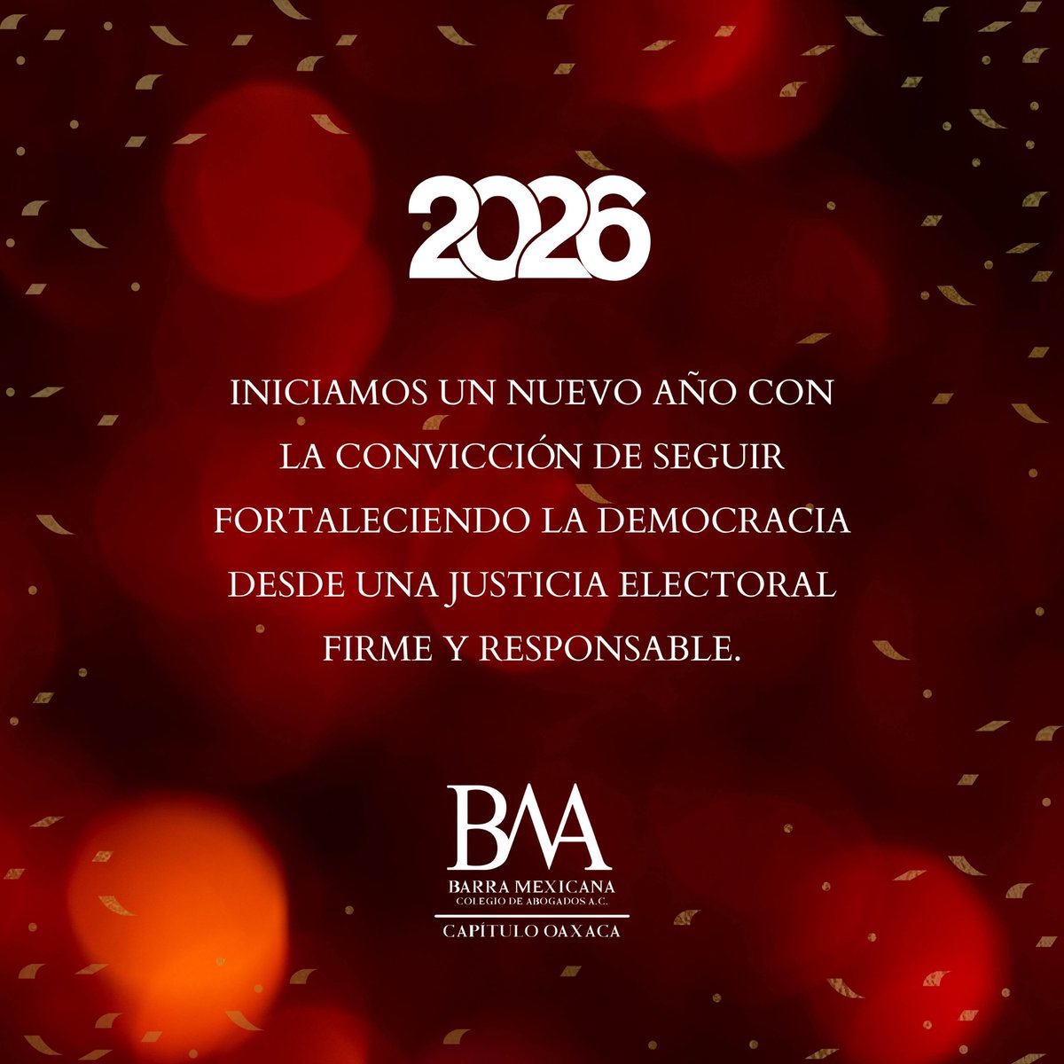 Comenzamos un nuevo año con la responsabilidad de seguir construyendo una abogacía sólida, ética y comprometida con la sociedad.
#BMAOaxaca #NuevoAño #Derecho