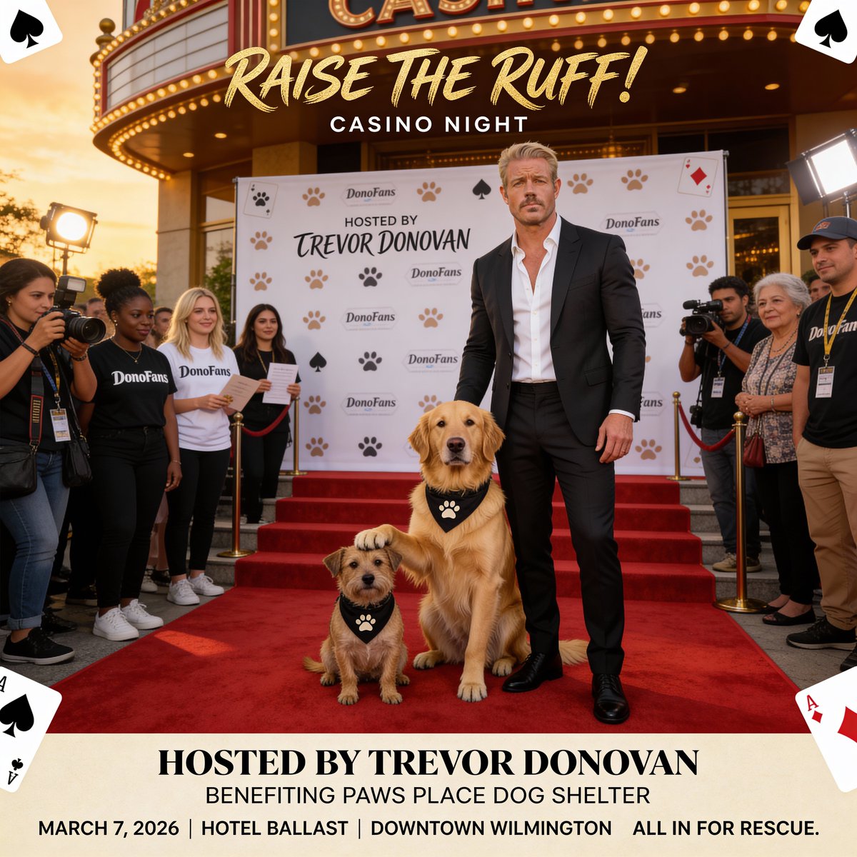 DonoFansClub's tweet photo. Trevor Donovan is hosting Raise the Ruff for Paws Place Dog Rescue in Wilmington, NC, come say hi and meet him in person. #DonoFans @trevdon 

https://t.co/0YHpardmKt https://t.co/WcEIRniczG