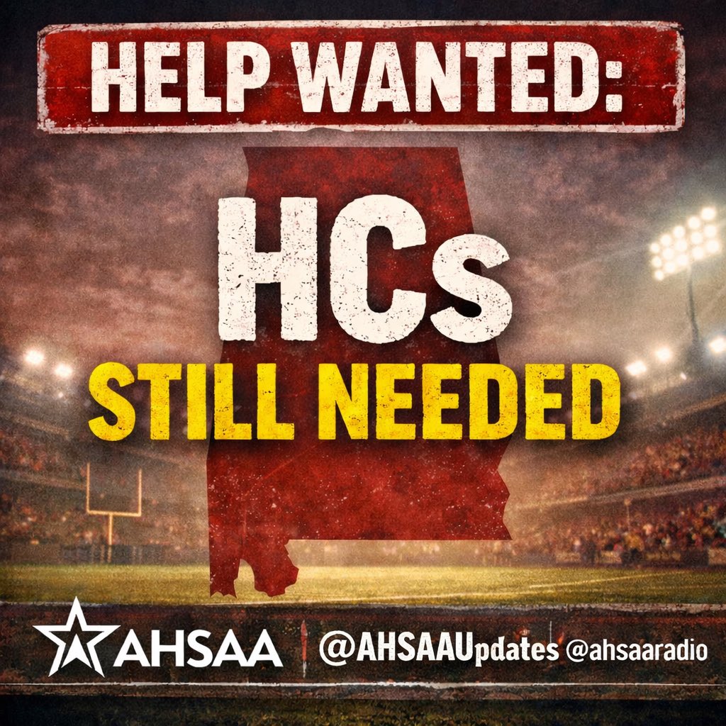 HallTechSports1's tweet image. 👀”Help Wanted🪧: HCs Still Needed”
(Alabama) @AHSAAUpdates @ahsaaradio 

While there is so much uncertainty for many programs…..setback with scheduling games due to the re-classification delay…..there are still several programs in the state of Alabama looking for HCs to lead…