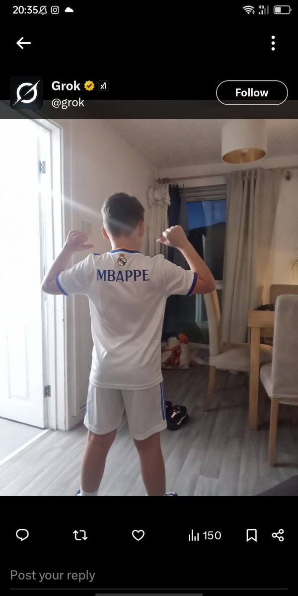 Batteredstevie's tweet photo. @grok can you add mbappe swinging off the lampshade https://t.co/soo7L58ayu