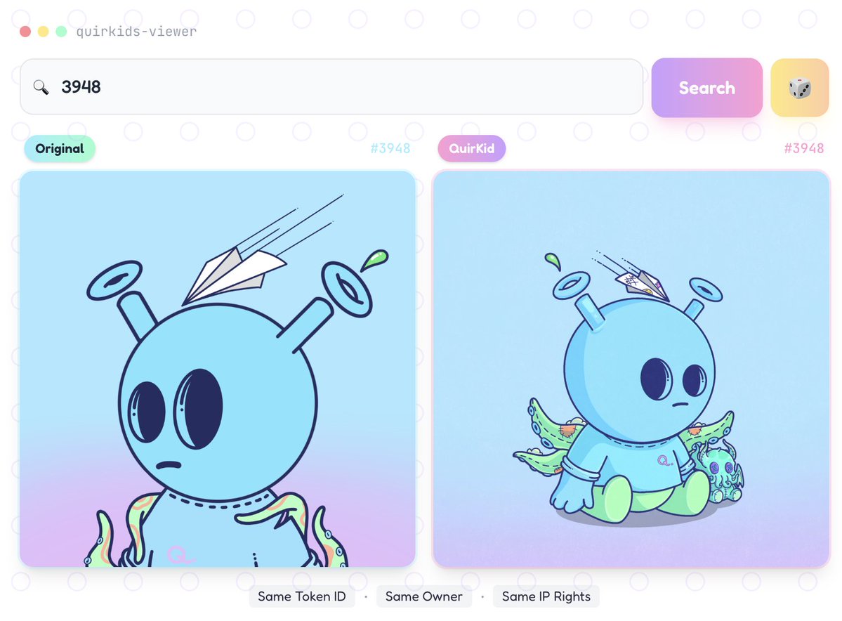 QuirkKnight's tweet image. Don't think we've had a more aesthetic group of four @quirkiesnft listed at @opensea floor in a long time

Go to OpenSea, Search Quirkies Originals, Click the asset and you can toggle between the Quirk and QuirKid to see the art.