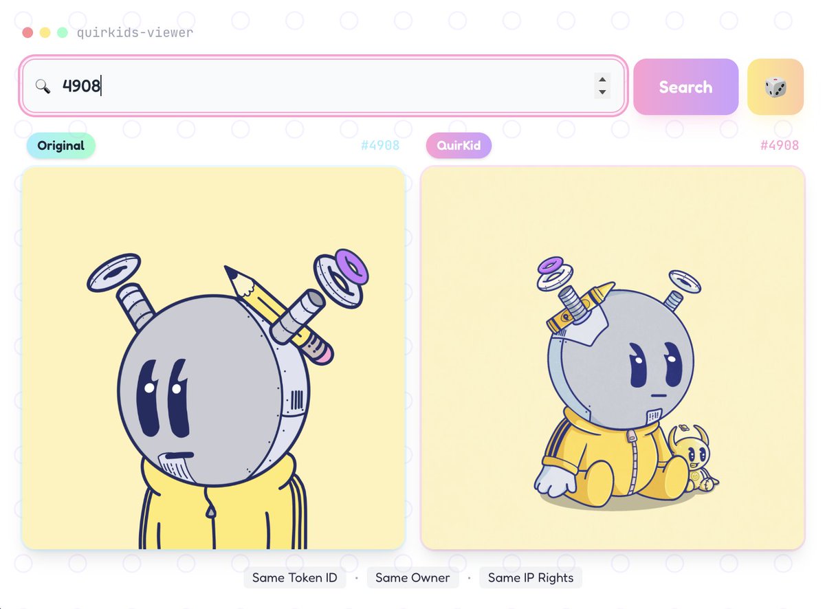 QuirkKnight's tweet image. Don't think we've had a more aesthetic group of four @quirkiesnft listed at @opensea floor in a long time

Go to OpenSea, Search Quirkies Originals, Click the asset and you can toggle between the Quirk and QuirKid to see the art.