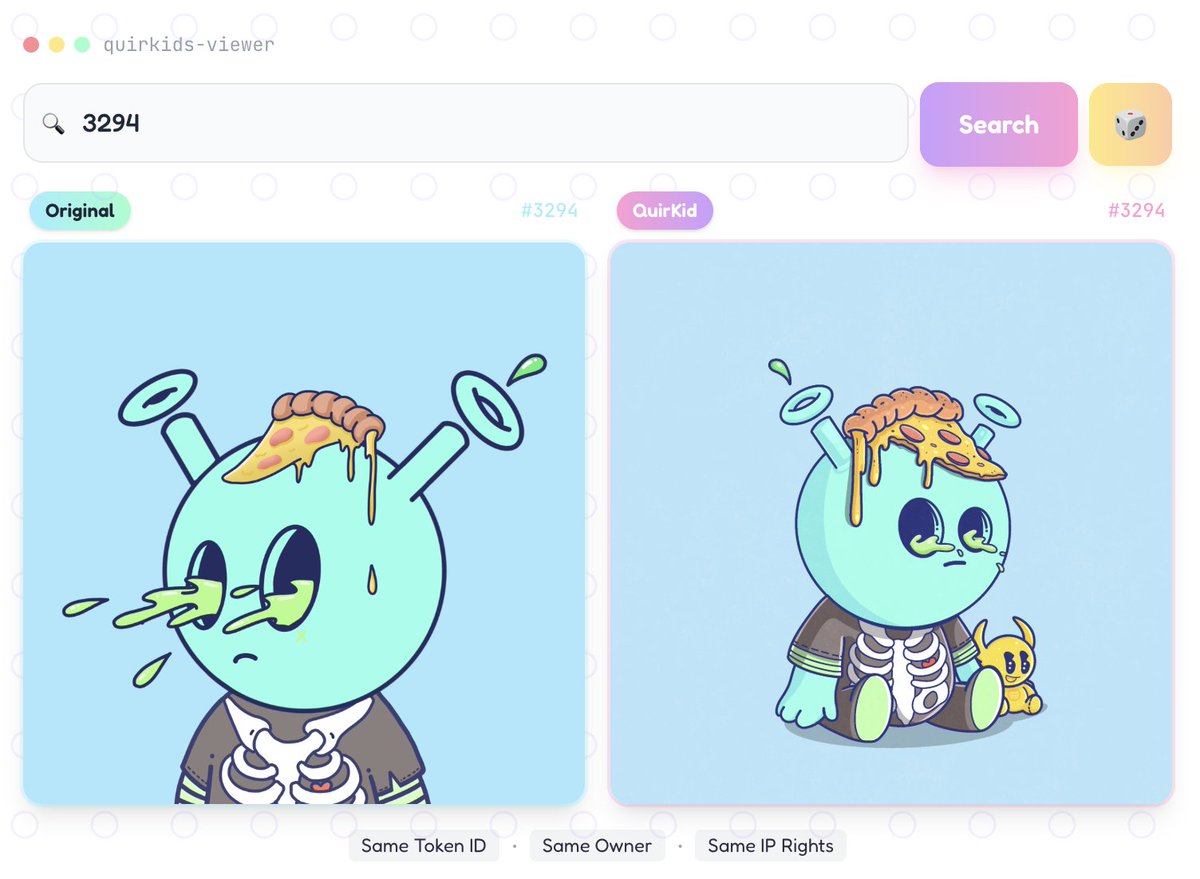 QuirkKnight's tweet image. Don't think we've had a more aesthetic group of four @quirkiesnft listed at @opensea floor in a long time

Go to OpenSea, Search Quirkies Originals, Click the asset and you can toggle between the Quirk and QuirKid to see the art.