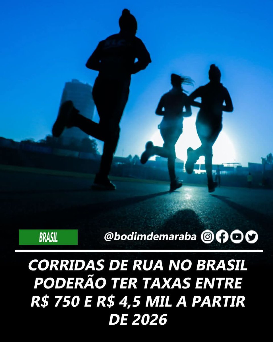 SensoCrtico1's tweet image. A partir de janeiro de 2026, corridas de rua no Brasil poderão ter a cobrança de taxas que variam entre R$ 750 e R$ 4.500, conforme regras adotadas por federações estaduais de atletismo. No Piauí, por exemplo, a medida será aplicada pela Federação Piauiense de Atletismo.

A…