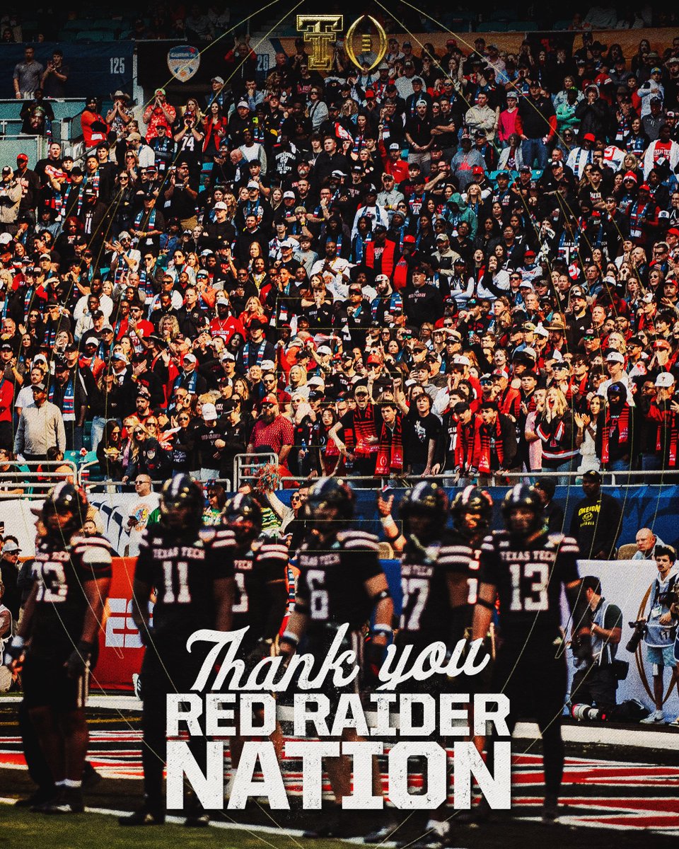 TexasTechFB's tweet image. To the best fans in the nation, thank you for your incredible support all season long. 

This was just the beginning.