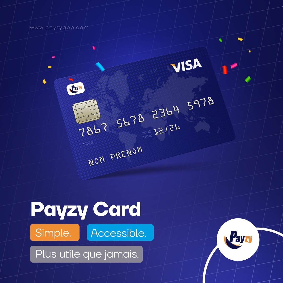 DidierKissode's tweet image. Payzy Card est désormais disponible. Une carte virtuelle VISA &amp;amp; MasterCard, conçue pour faciliter les paiements en ligne.
– 3 500 FCFA pour 3 ans
– 1 USD offert à l’activation
– 0 % de frais e-commerce
– 0 % de frais de maintenance
Cliquez-ici ⤵️ payzyapp.com/choice