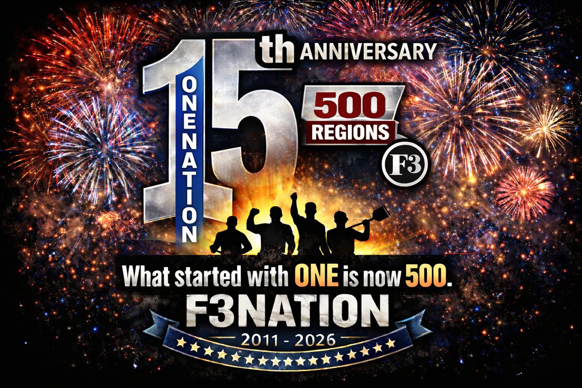 F3Nation's tweet image. Today is special.

We honor 15 years of history of men showing up in the gloom, choosing discipline, choosing brotherhood. And at the same time, we welcome something new: our 500th region.

One Nation. Five Hundred Regions.
On our 15th Anniversary.

Yeah… today is pretty…