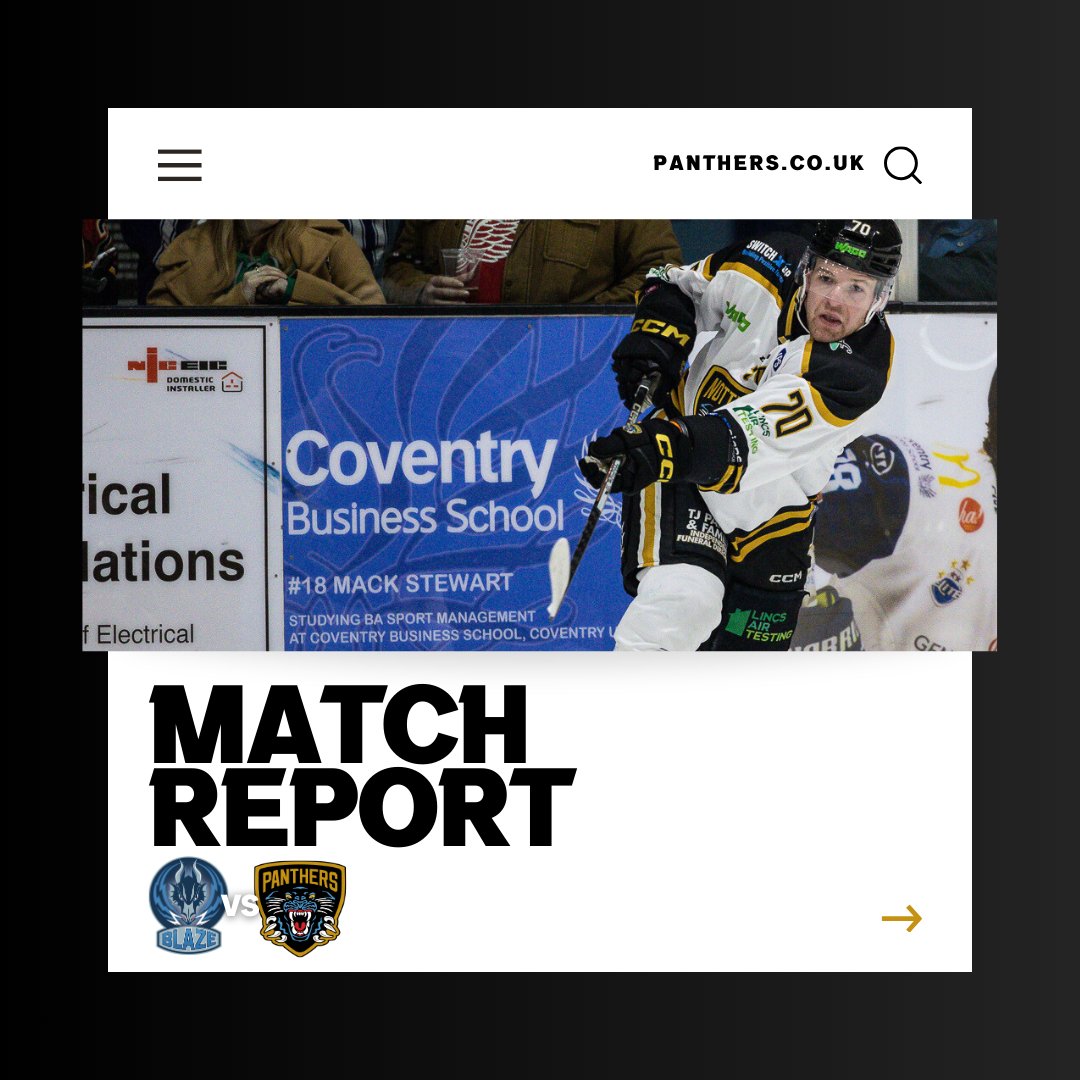 PanthersIHC's tweet photo. 📰 MATCH REPORT: Nottingham Panthers returned to the top of the Elite League table with a 4-3 overtime victory at Coventry Blaze 👉 https://t.co/nRyW6Ds3FV https://t.co/WHj19uRpIv