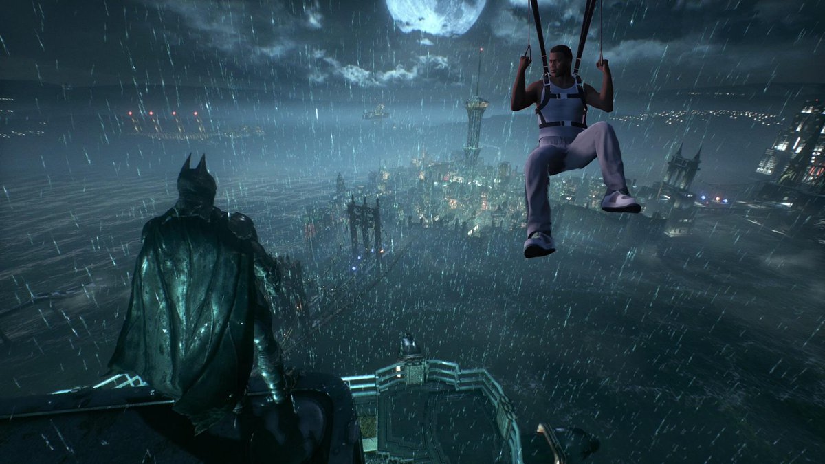 Did you know that in Batman: Arkham Knight, if you stand on top of Wayne Tower for more than 5 minutes, Franklin will eventually show up to defend his home?