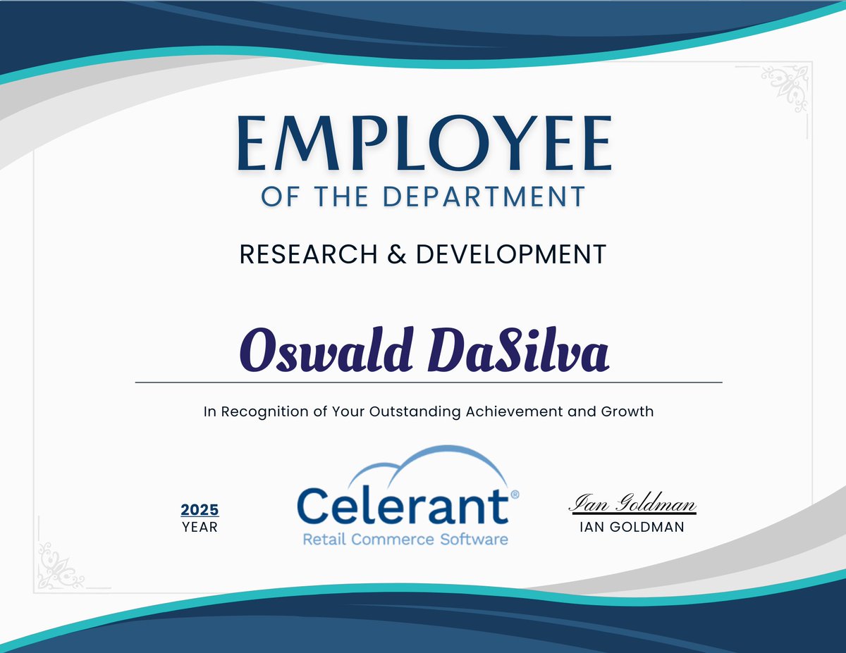CelerantTech's tweet image. Congratulations to Ozzy DaSilva for winning the R&amp;amp;D Department Employee of the Year award!

Your innovative thinking and research are driving forces behind our future technologies.

Thank you for everything!
#CelerantTechnology #ResearchAndDevelopment #Innovation #FutureTech