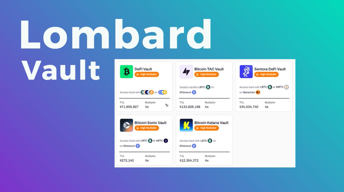 Lombard_Finance 에는 다양한 체인의 볼트들이 있는데, 사실 대부분의 볼트는 이미 더이상 추가 자금을 받지 않는 상태이긴  합니다. 예를 들어 제가 사용하던 소닉체인의 볼트 역시 이제는 문을 닫고 더이상 추가 자금을 받지