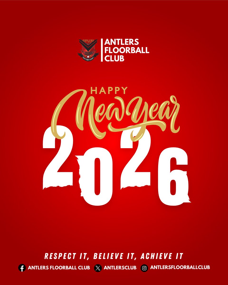 AntlersClub's tweet photo. Happy New Year 2026.

Wishing everyone a year filled with success, good health, and great moments on &amp; off the court. Let's move forward together into an amazing year ahead! 

#AntlersFC
#Floorball https://t.co/1BLkumSm15