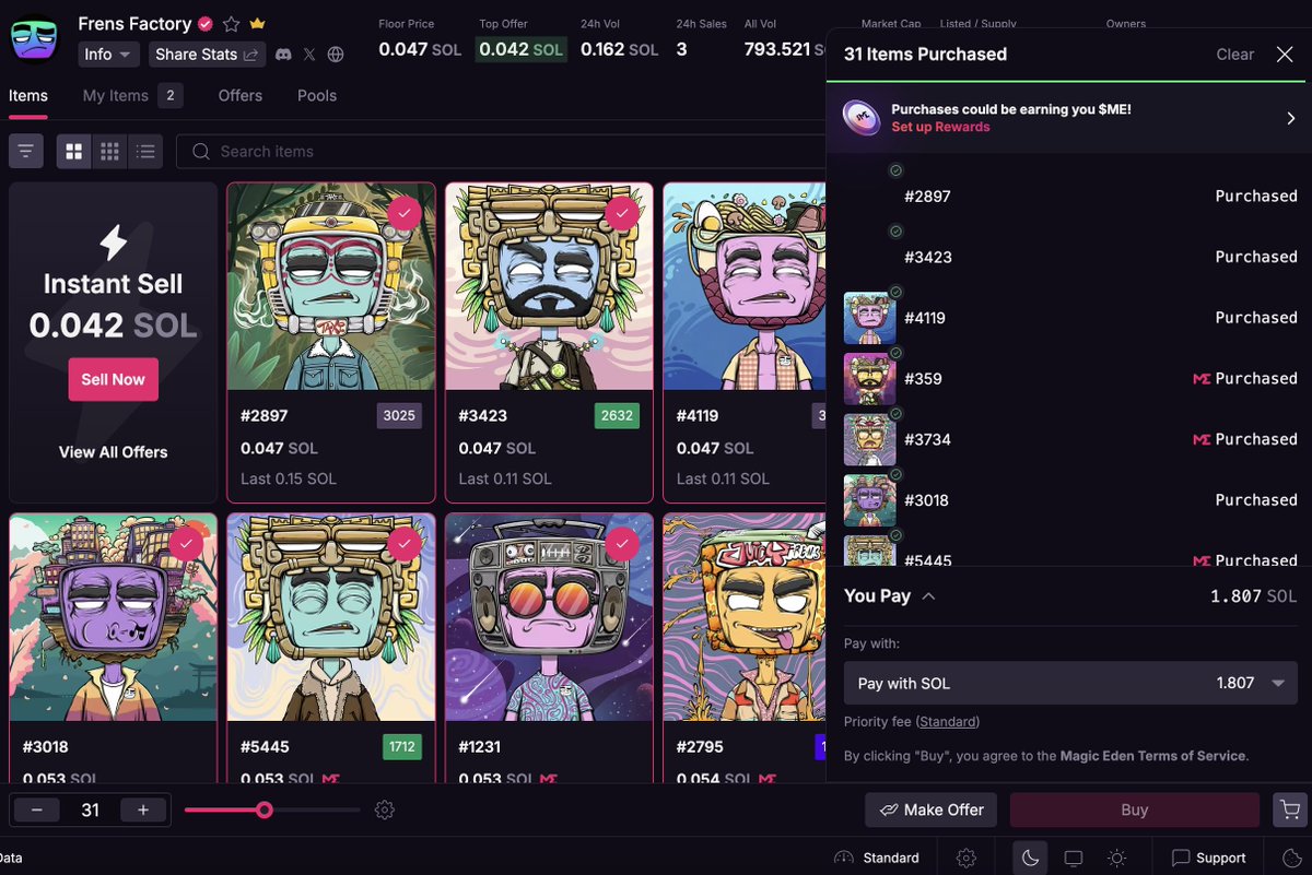 dak_daze's tweet image. I just swept 31 @Frens_Factory NFTs.
Who doesn't hodl 1 of these yet?
@XGinsu needs more Frens.