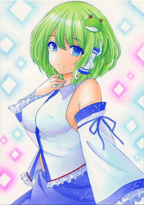 東風谷早苗 「あけましておめでとうございます。 今年もよろしくお願いします。 東方Projec」|ないとめあ@由瞳綺麗アナログ絵描きのイラスト