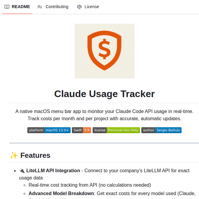 Monitors API costs from the macOS menu bar

github.com/masorange/Clau…