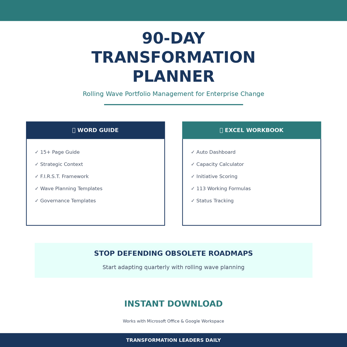 DTLSubstack's tweet image. Excited to share the latest addition to my #Etsy shop: 90-Day Transformation Planner | Enterprise Change Management Template | etsy.me/3Nc1uZf #changemanagement #90dayplanner #strategicplanning #exceldashboard #leadershiptool #quarterlyplanner #businesstemplate