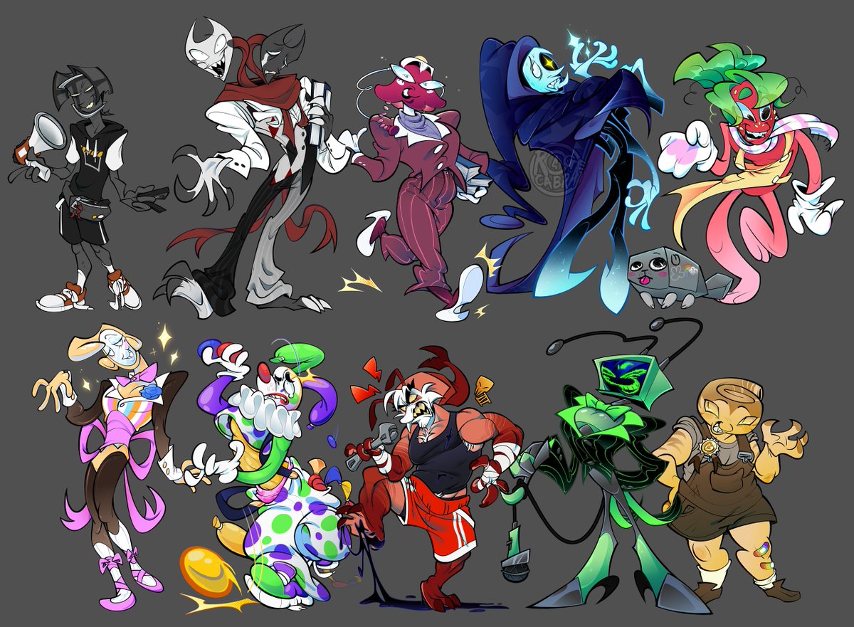 sligtly updated lineup of characters i drew +sona