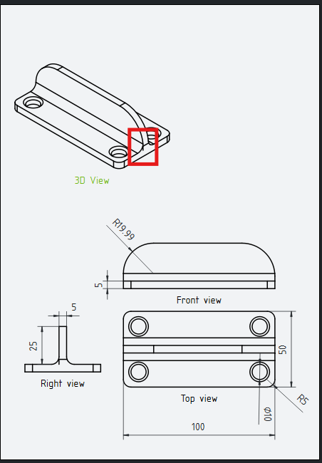 Yash_Kumar2's tweet photo. Design Debugging (2/2)
While refining the part from the technical drawing, I noticed a geometry mismatch at the base junction (highlighted).
The drawing and the resulting solid don’t fully align.
I didn't seem to find the exact problem in the sketch. https://t.co/XmyhkRATHv