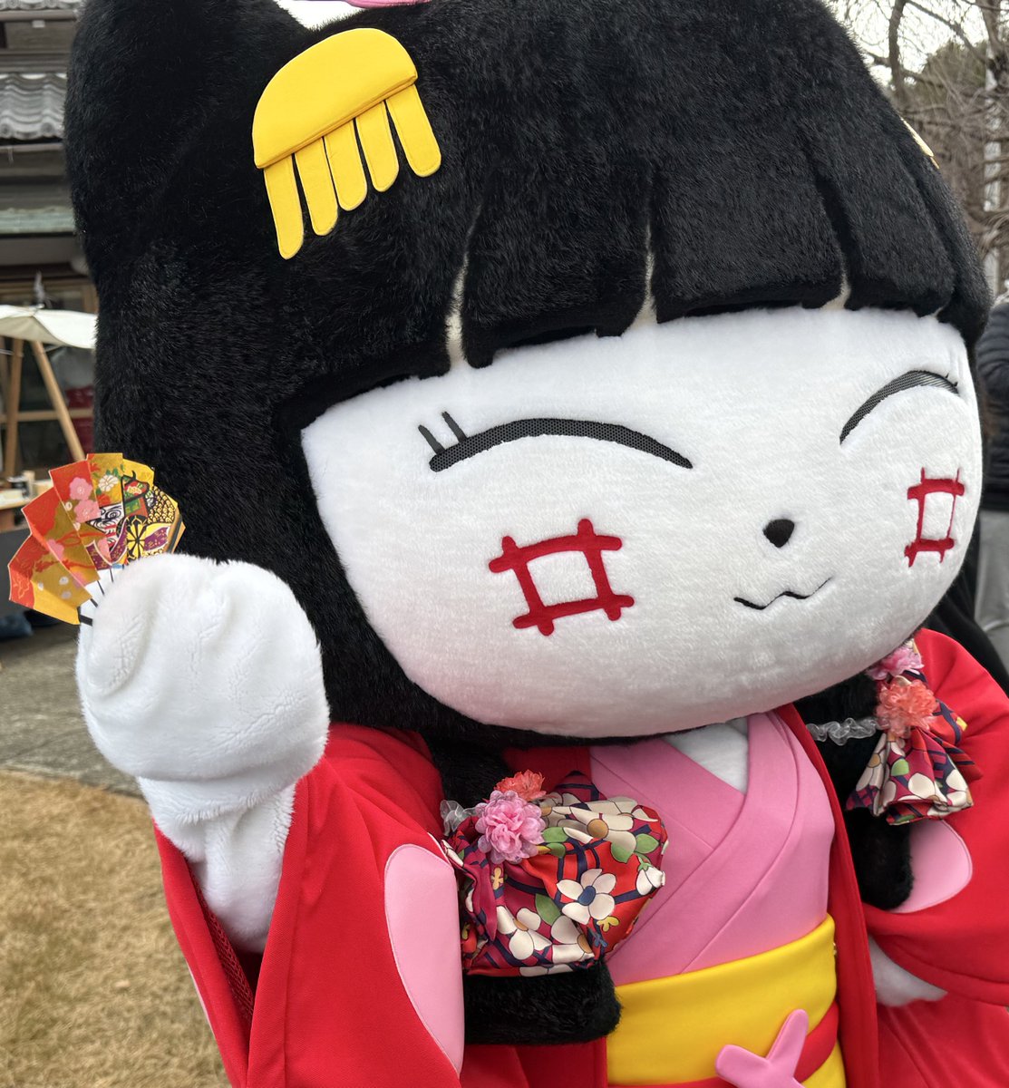 やちにゃんと初詣】 1月2日11時の彦根の空は☁️☀️❣️ 昼から雪