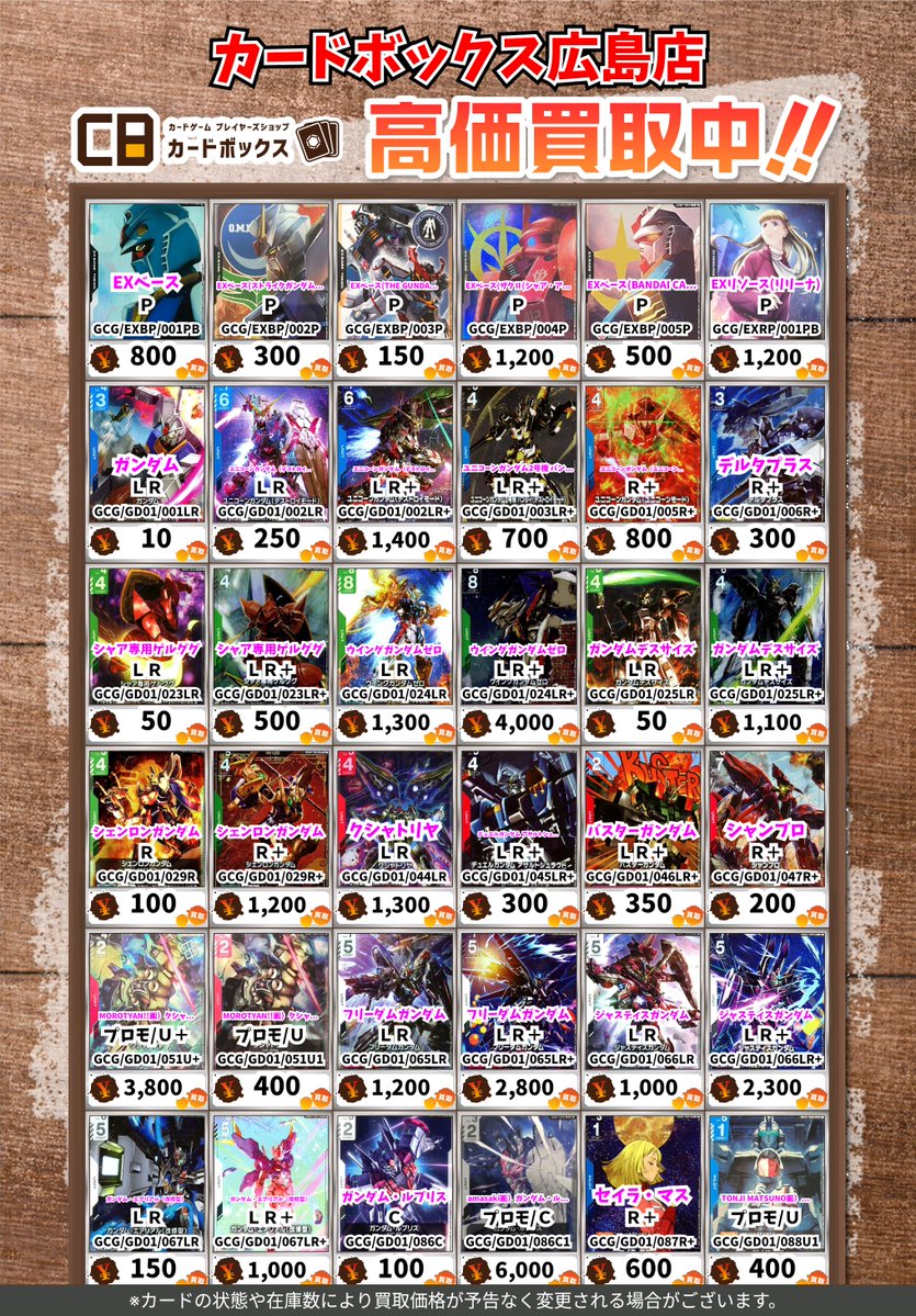 🔥🔥🔥ガンダムカードゲーム買取情報🔥🔥🔥 EXベース P 800 EXベース