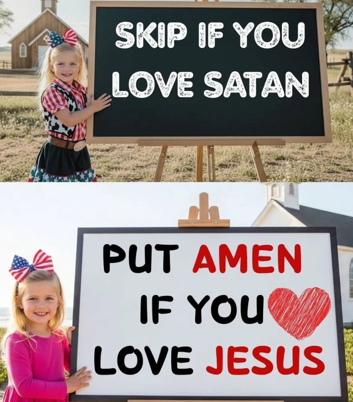 SKIP IF YOU LOVE SATAN 

PUT AMEN IF YOU JESUS CHRIST