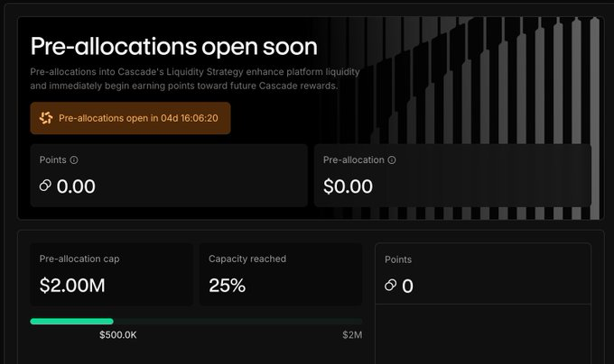 0xRyderr's tweet photo. While browsing around EXSAVERSE, I noticed a lot of Cascade invite codes being traded.

@cascade_xyz is a neo-brokerage offering access to crypto, stocks, and pre-IPO assetsm, raised $15M, backed by Polychain & Coinbase.

They’re running Cascade First Wave, allowing early USDC deposits to earn Cascade Points.

🔸Phase 1 ended Dec 22, 2025 ($500K pool)
🔸Phase 2 opens Jan 6, 2026 ($2M pool)

Joining early while the pool is smaller means earning more points

Participation requires an invite code: https://t.co/FYBBSVJFnH

RT and drop a comment below. I’ll DM invite codes to a few of you if available.