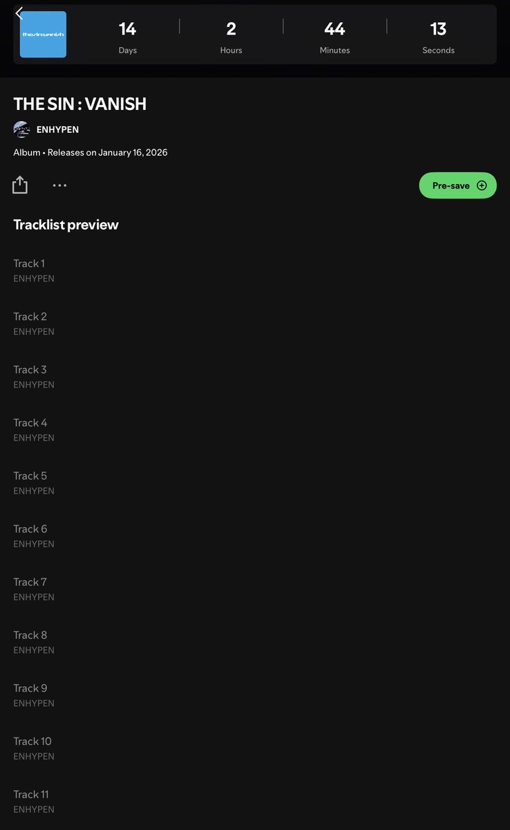 EN7ernally's tweet image. THE SIN : VANISH REALLY HAS 11 TRACKS!!!!!!