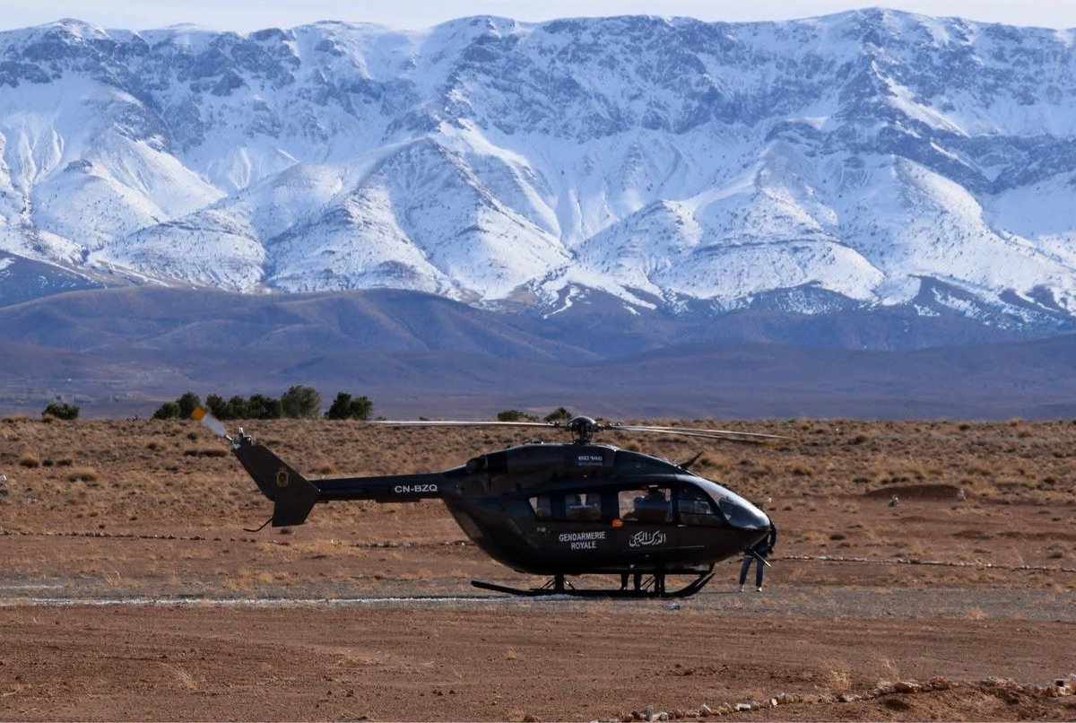 Royal Moroccan #Gendarmerie 🇲🇦 <a href="/AirbusDefence/">Airbus Defence</a> EC145 "CN-BZQ" Helicopter, Midelt ❄️ #Morocco #Maroc