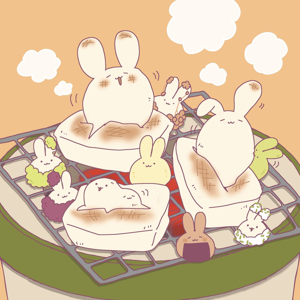 ともち(=^・・^=) おもちもちもち( ∩¨∩ ) なんのお餅が好きですか？ #イラスト