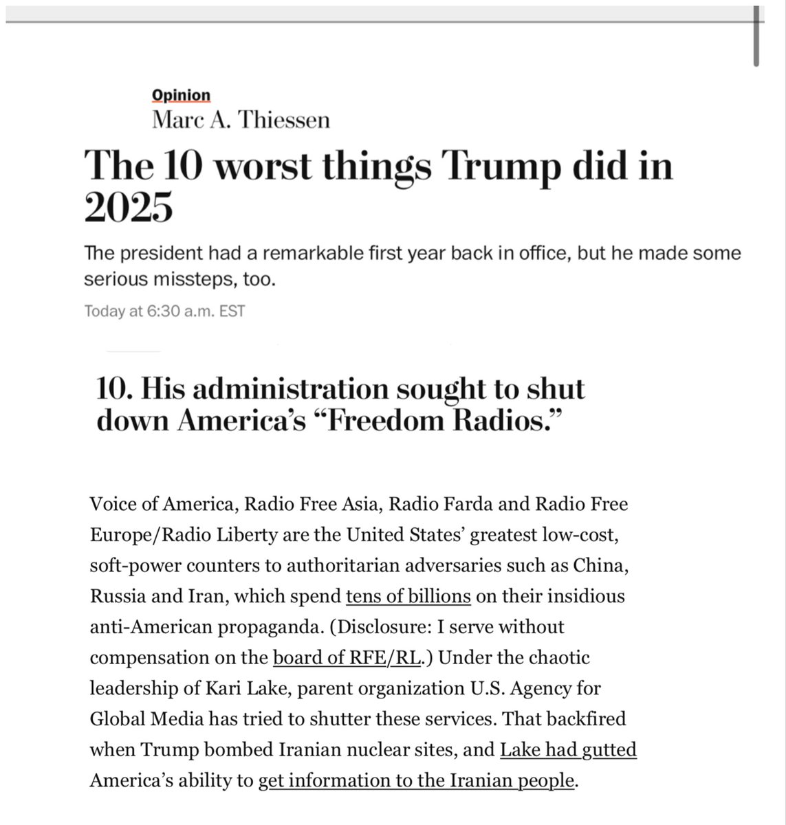 KariLake's tweet image. America,

Please read and SHARE my response to "Republican" member of the Fake News, @marcthiessen.

Marc just penned an anti-Trump column mentioning my work. Marx straddles his time between the Washington Post and Fox News.

And as you can see below - he is clueless and biased…