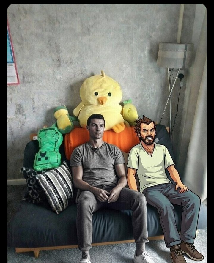 Batteredstevie's tweet photo. @grok can you add Nikki Minaj on the sofa please https://t.co/lENR55Aorx