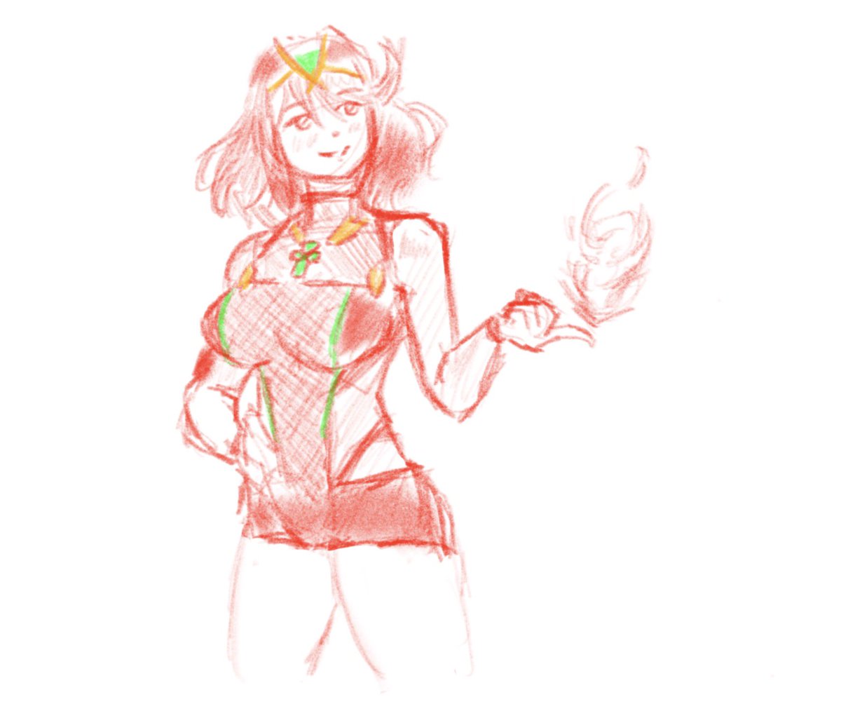 some_call_me's tweet image. A less-armoured Pyra doodle.